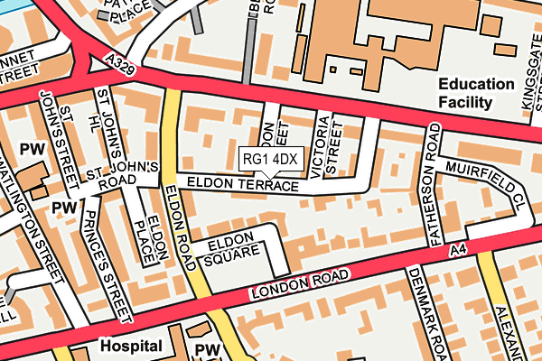 RG1 4DX map - OS OpenMap – Local (Ordnance Survey)