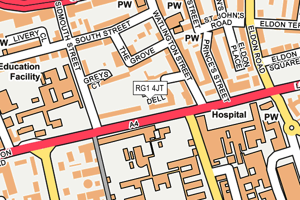RG1 4JT map - OS OpenMap – Local (Ordnance Survey)