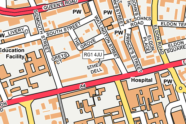 RG1 4JU map - OS OpenMap – Local (Ordnance Survey)