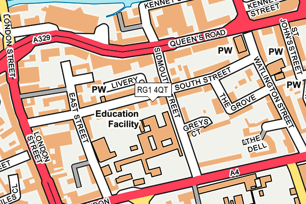 RG1 4QT map - OS OpenMap – Local (Ordnance Survey)