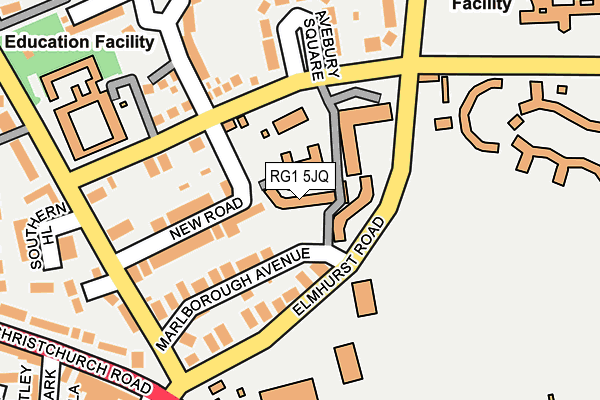 RG1 5JQ map - OS OpenMap – Local (Ordnance Survey)