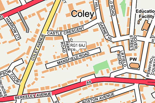 RG1 6AJ map - OS OpenMap – Local (Ordnance Survey)