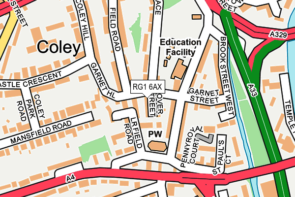 RG1 6AX map - OS OpenMap – Local (Ordnance Survey)