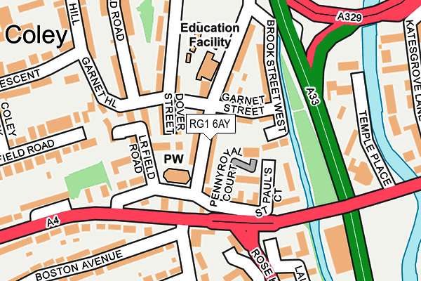 RG1 6AY map - OS OpenMap – Local (Ordnance Survey)