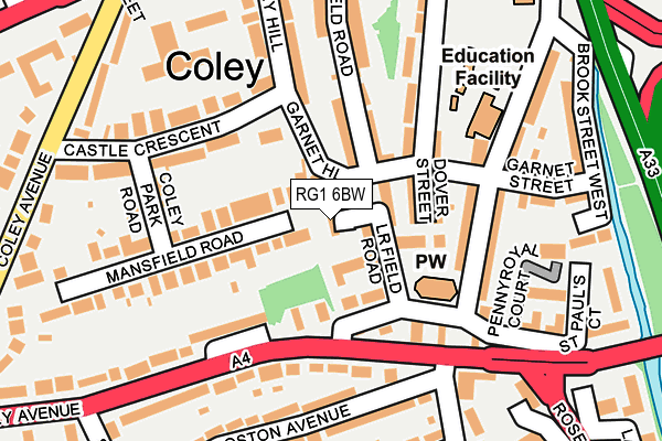 RG1 6BW map - OS OpenMap – Local (Ordnance Survey)