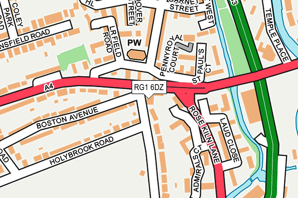 RG1 6DZ map - OS OpenMap – Local (Ordnance Survey)