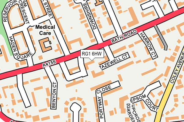 RG1 6HW map - OS OpenMap – Local (Ordnance Survey)