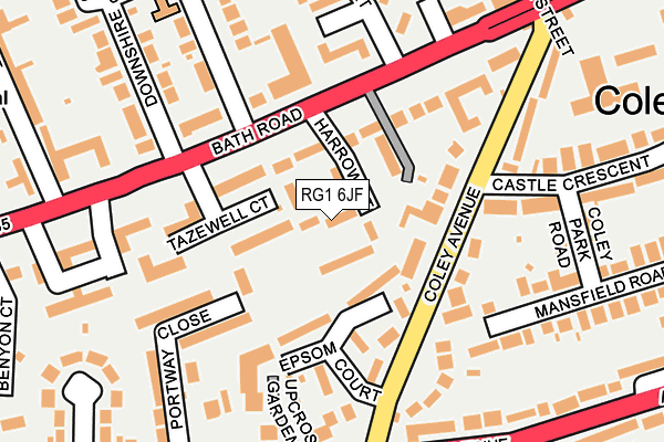 RG1 6JF map - OS OpenMap – Local (Ordnance Survey)