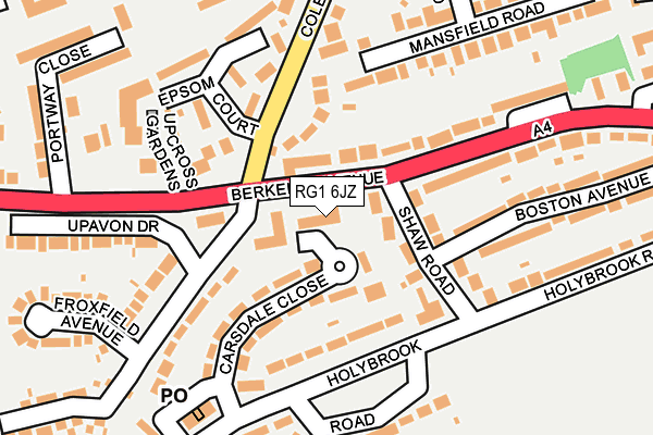 RG1 6JZ map - OS OpenMap – Local (Ordnance Survey)