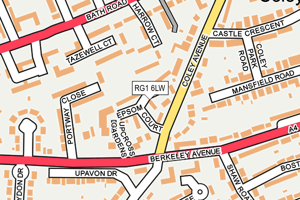 RG1 6LW map - OS OpenMap – Local (Ordnance Survey)