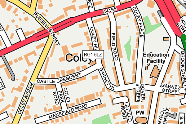 RG1 6LZ map - OS OpenMap – Local (Ordnance Survey)