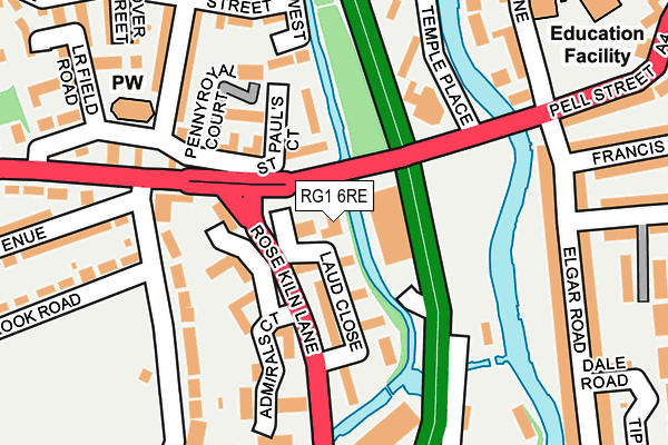 RG1 6RE map - OS OpenMap – Local (Ordnance Survey)