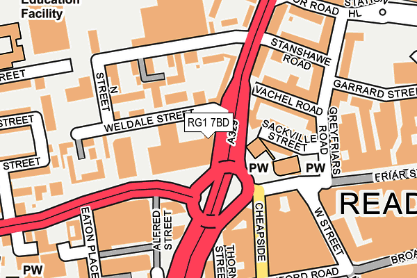 RG1 7BD map - OS OpenMap – Local (Ordnance Survey)