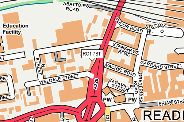 RG1 7BT map - OS OpenMap – Local (Ordnance Survey)