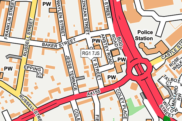 RG1 7JS map - OS OpenMap – Local (Ordnance Survey)