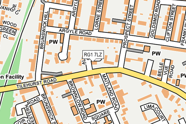 RG1 7LZ map - OS OpenMap – Local (Ordnance Survey)