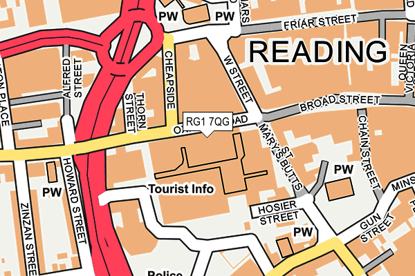 RG1 7QG map - OS OpenMap – Local (Ordnance Survey)