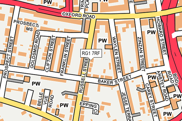 RG1 7RF map - OS OpenMap – Local (Ordnance Survey)