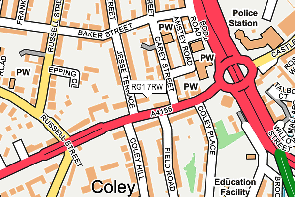 RG1 7RW map - OS OpenMap – Local (Ordnance Survey)