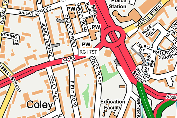 RG1 7ST map - OS OpenMap – Local (Ordnance Survey)