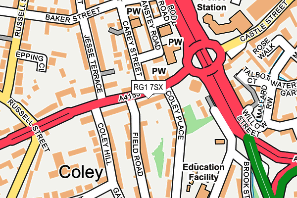 RG1 7SX map - OS OpenMap – Local (Ordnance Survey)