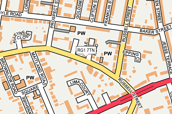 RG1 7TN map - OS OpenMap – Local (Ordnance Survey)