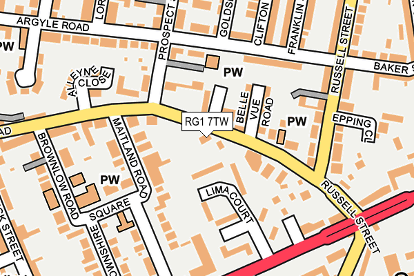 RG1 7TW map - OS OpenMap – Local (Ordnance Survey)