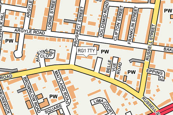 RG1 7TY map - OS OpenMap – Local (Ordnance Survey)