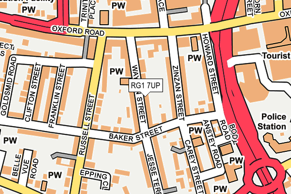 RG1 7UP map - OS OpenMap – Local (Ordnance Survey)