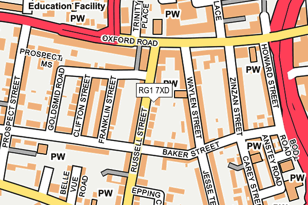 RG1 7XD map - OS OpenMap – Local (Ordnance Survey)