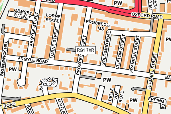 RG1 7XR map - OS OpenMap – Local (Ordnance Survey)