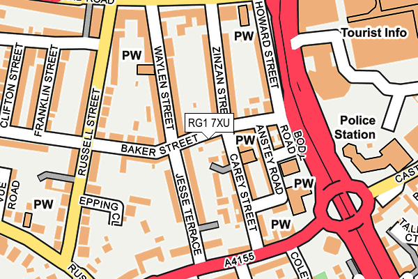 RG1 7XU map - OS OpenMap – Local (Ordnance Survey)