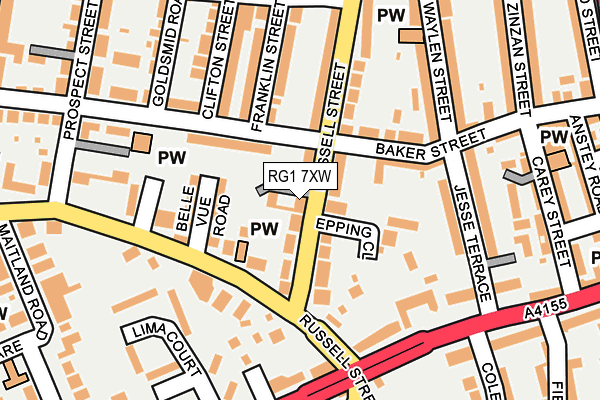 RG1 7XW map - OS OpenMap – Local (Ordnance Survey)