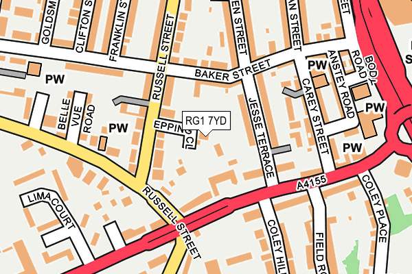 RG1 7YD map - OS OpenMap – Local (Ordnance Survey)