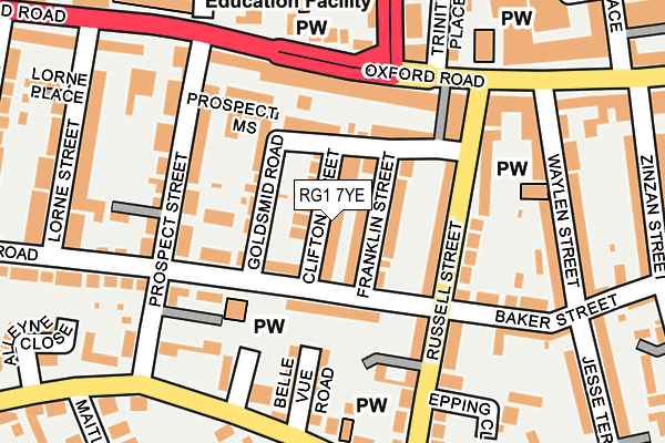 RG1 7YE map - OS OpenMap – Local (Ordnance Survey)