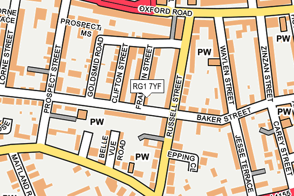 RG1 7YF map - OS OpenMap – Local (Ordnance Survey)