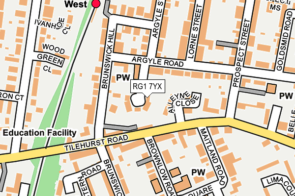 RG1 7YX map - OS OpenMap – Local (Ordnance Survey)