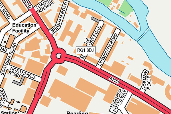 RG1 8DJ map - OS OpenMap – Local (Ordnance Survey)