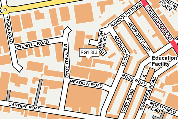 RG1 8LJ map - OS OpenMap – Local (Ordnance Survey)