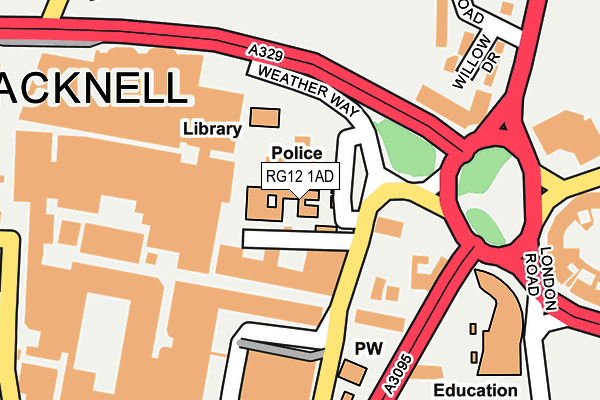 RG12 1AD map - OS OpenMap – Local (Ordnance Survey)