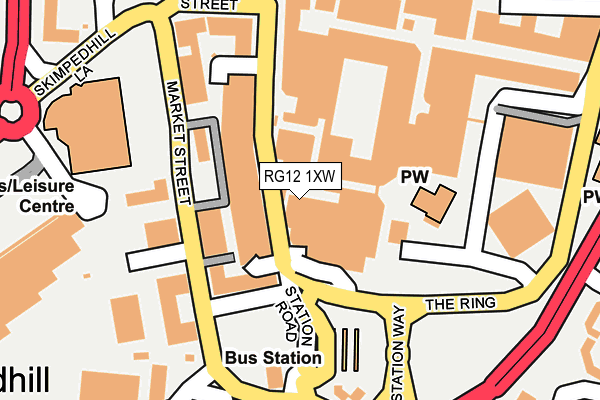 RG12 1XW map - OS OpenMap – Local (Ordnance Survey)