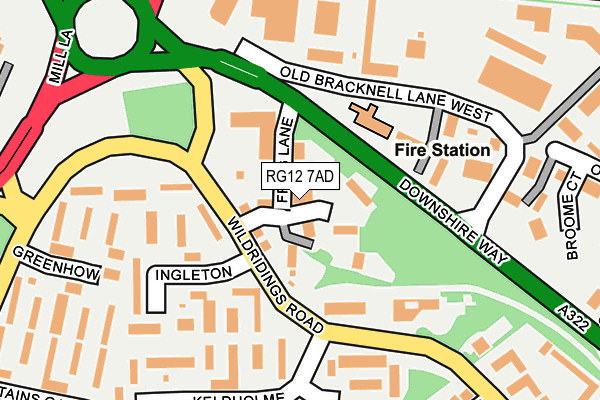 RG12 7AD map - OS OpenMap – Local (Ordnance Survey)