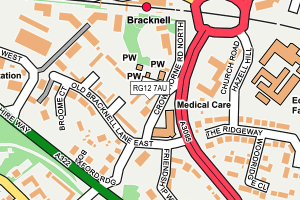 RG12 7AU map - OS OpenMap – Local (Ordnance Survey)