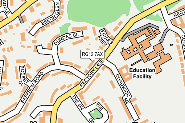 RG12 7AX map - OS OpenMap – Local (Ordnance Survey)