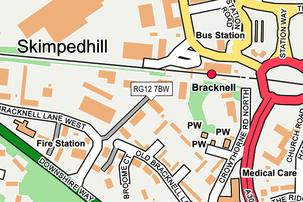 RG12 7BW map - OS OpenMap – Local (Ordnance Survey)