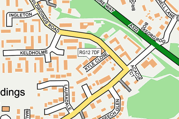 RG12 7DF map - OS OpenMap – Local (Ordnance Survey)