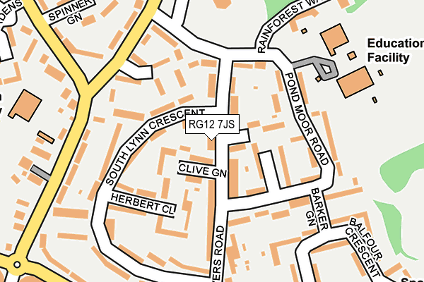 RG12 7JS map - OS OpenMap – Local (Ordnance Survey)