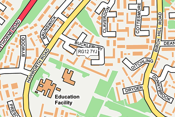 RG12 7YJ map - OS OpenMap – Local (Ordnance Survey)