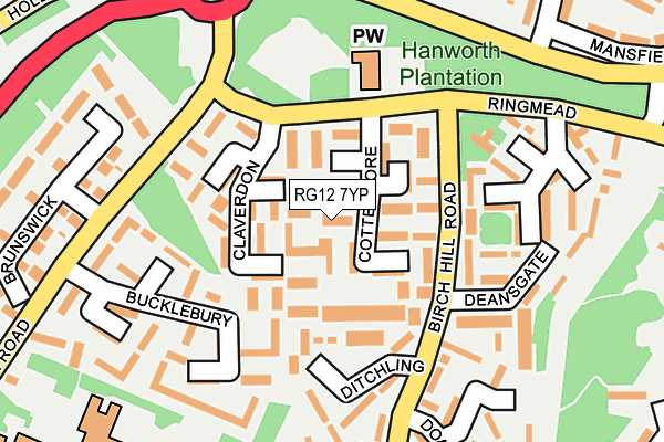 RG12 7YP map - OS OpenMap – Local (Ordnance Survey)