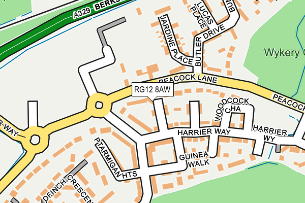 RG12 8AW map - OS OpenMap – Local (Ordnance Survey)
